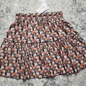 Alelly Floral Elastic-Waist Mini Skirt